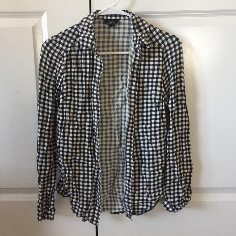 TOPSHOP GINGHAM PRINT TOP